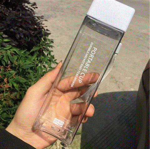 Square Frosted Plastic Water Bottle